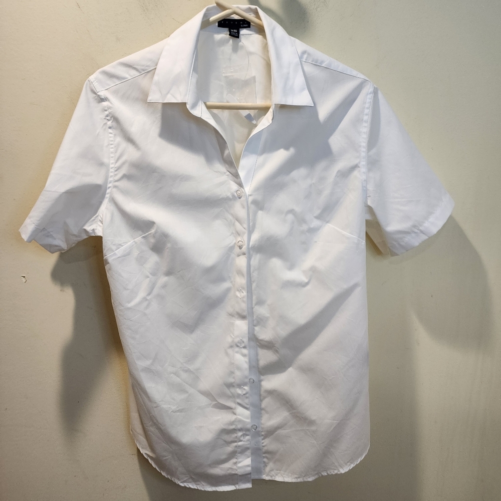 FOURMY by Cintas Classic Short-Sleeve White  Dress Shirt Sz Mrg NWOT